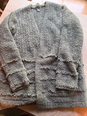 Barefoot Dreams Olive Green Cozy Open-Front Cardigan